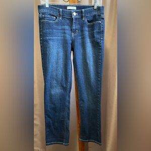 White House Black Market Mid Rise Skinny 6 Blue Denim Jeans GUC Embroidered